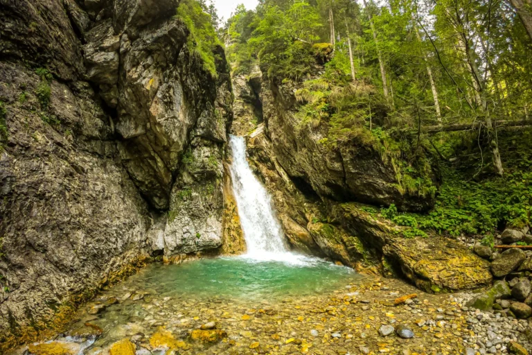 Brenta Dolomites woodland waterfall.
