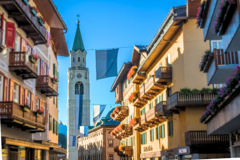 Church Bell Tower in Cortina d'Ampezzo.