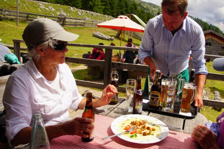 Food and drinks; sat outside at traditional alpine hut.