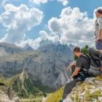 Hikers in the Sesto Dolomites.
