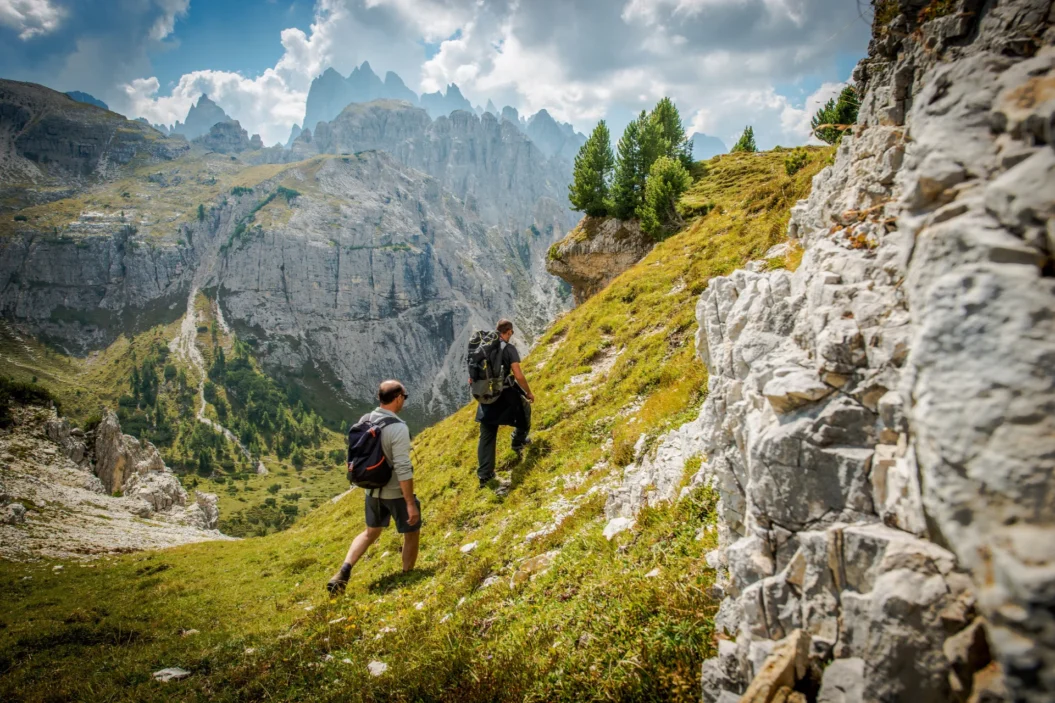 Hiking through the Adamello Brenta Natural Park Dolomites.
