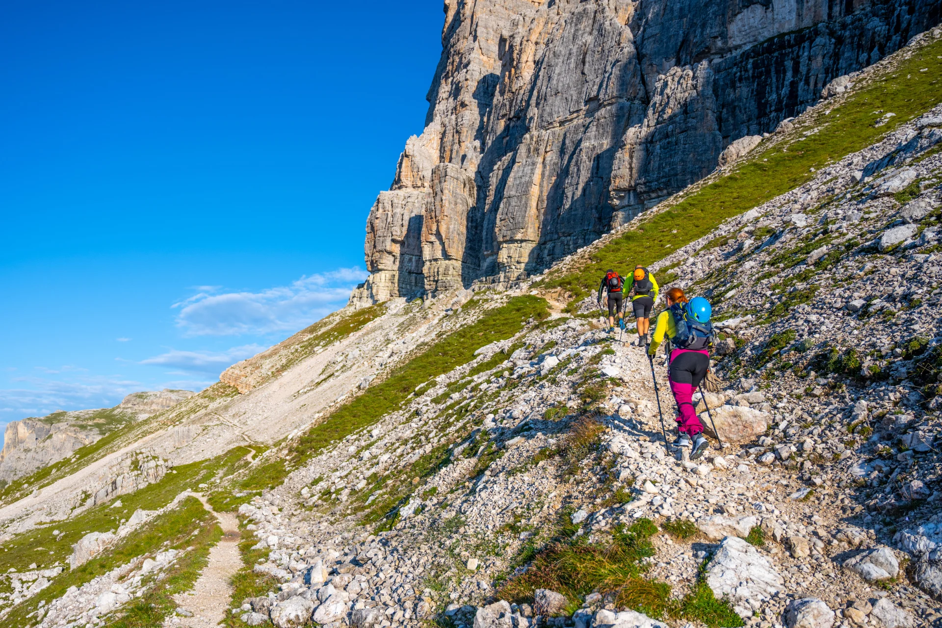 Hiking group near Tre Cime di Lavarado.