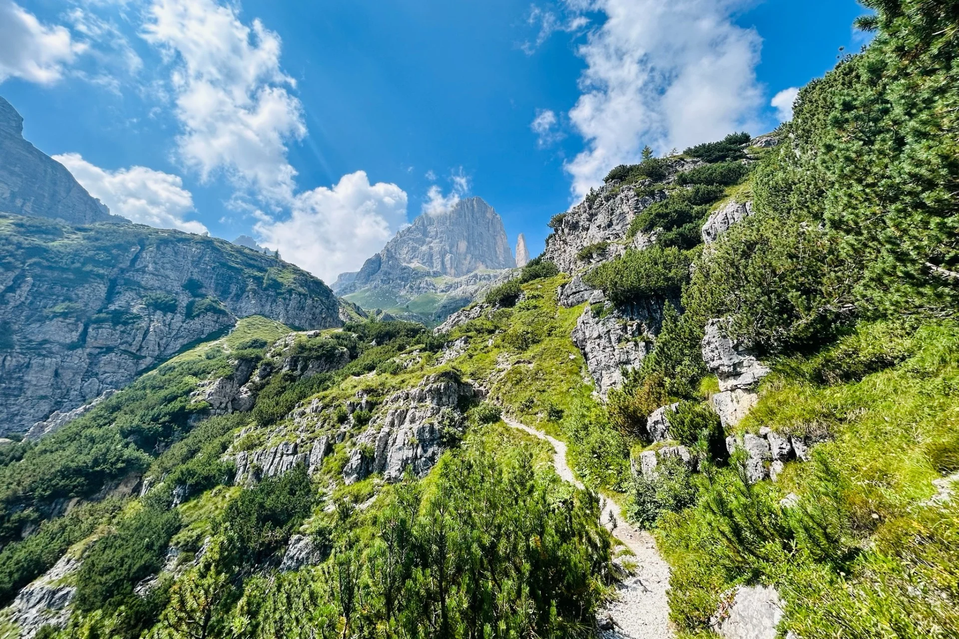 Hiking path near Molveno Dolomites.