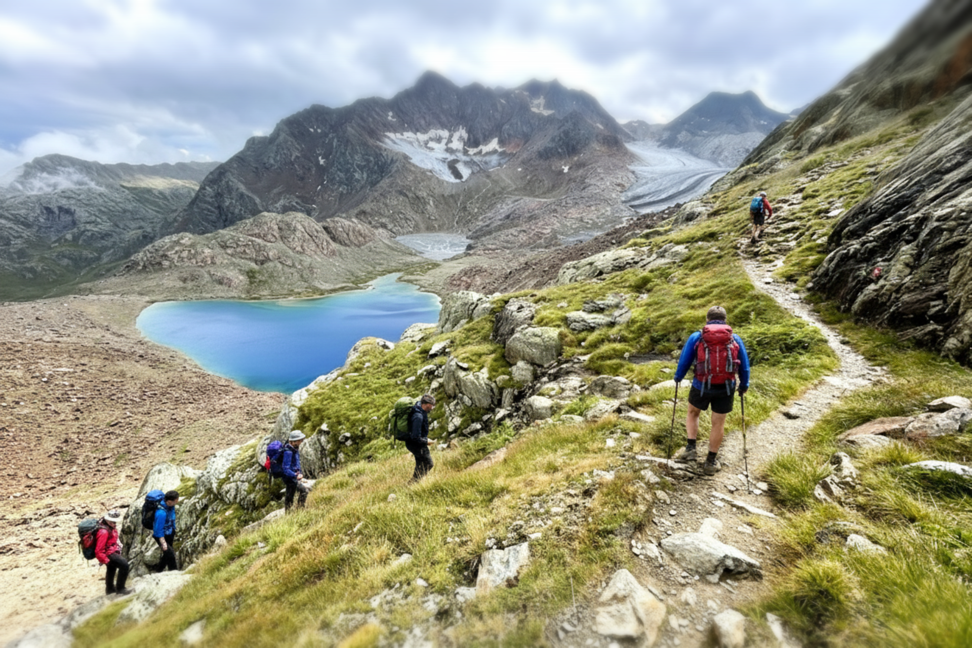 Hiking to Bicchiere Hut near Malavalle Lake.