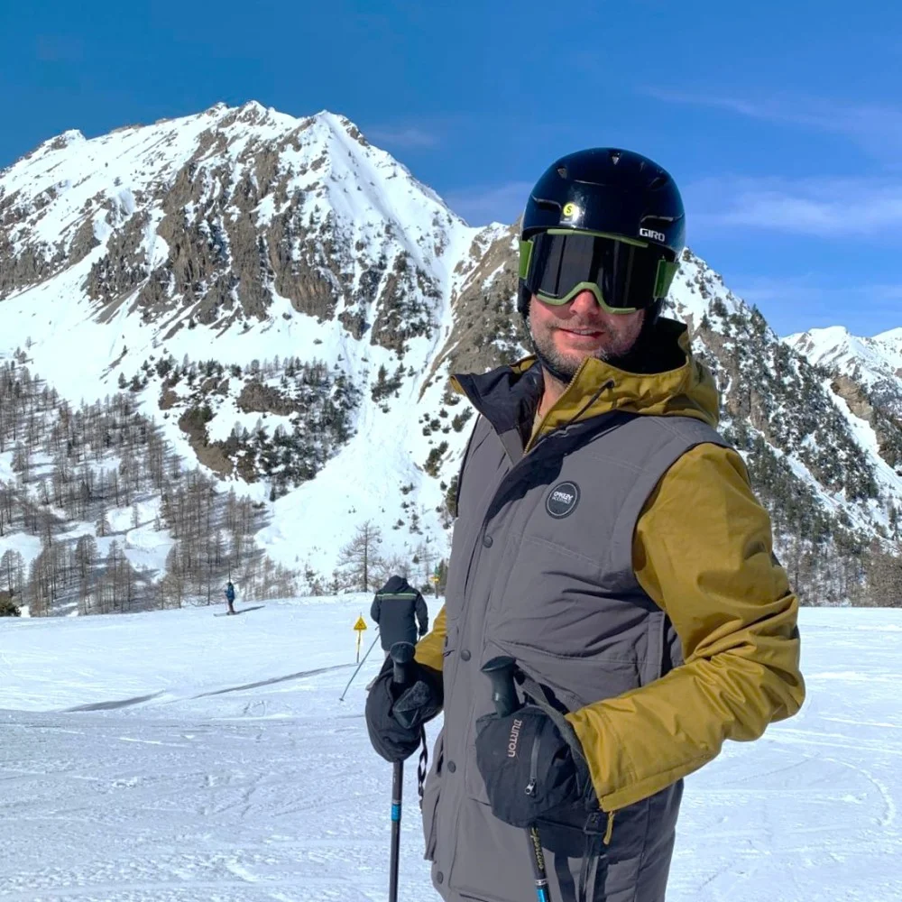 Justin enjoying the end of last season skiing. 