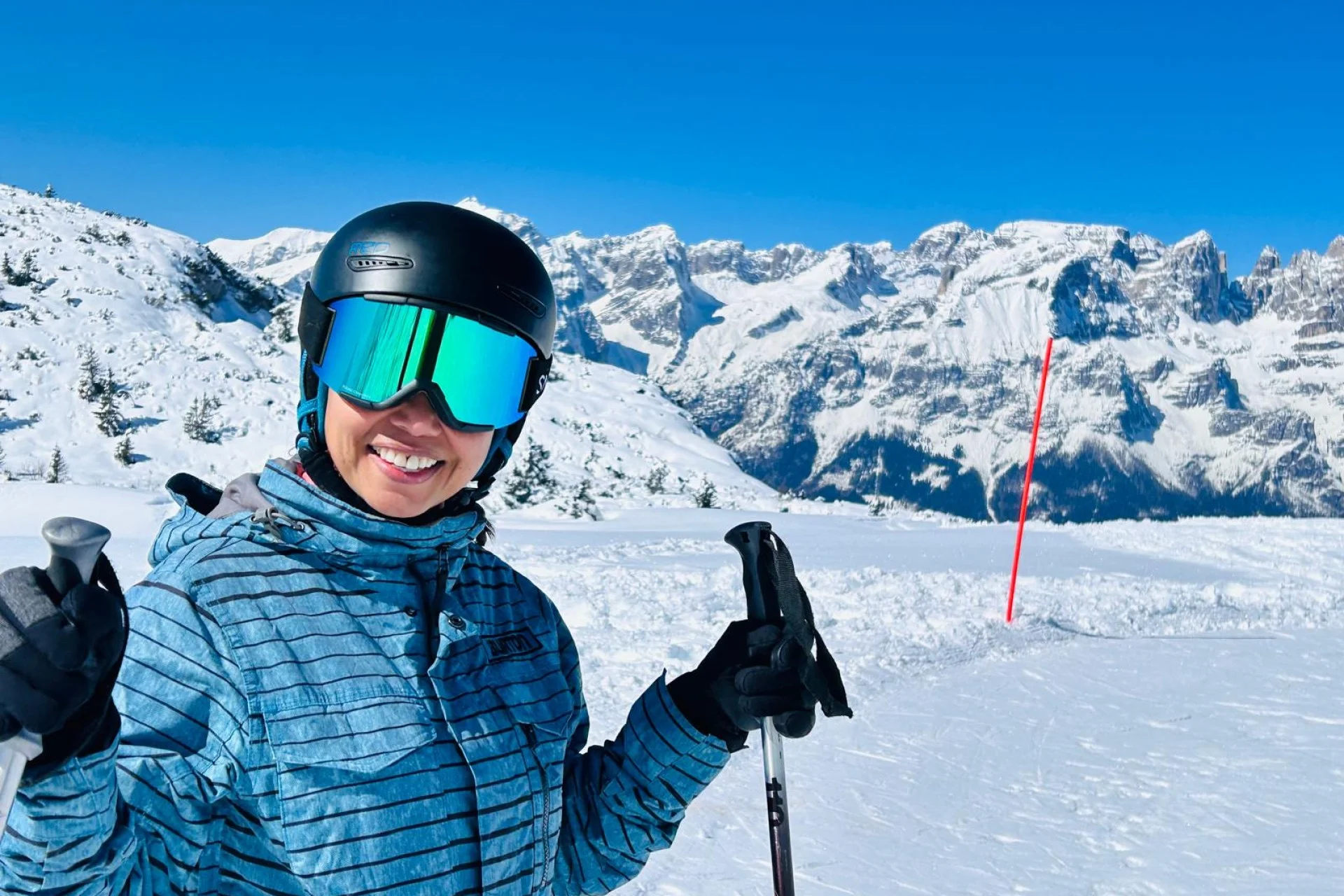 Lucille on a picture perfect winters day skiing.