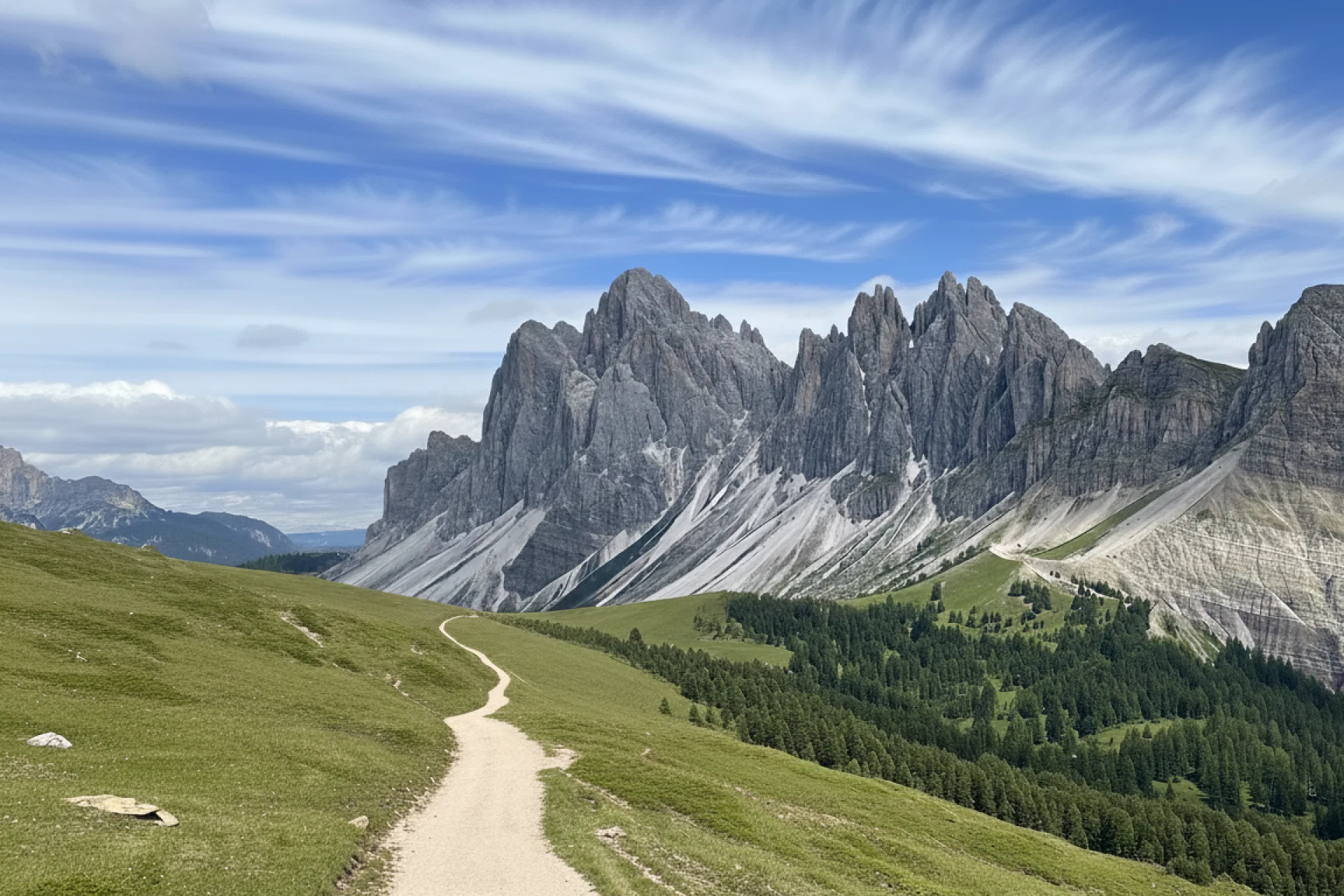 Hiking path near Odle peaks.