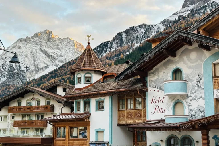 Hotel Rita in Canazei just before winter sets in.