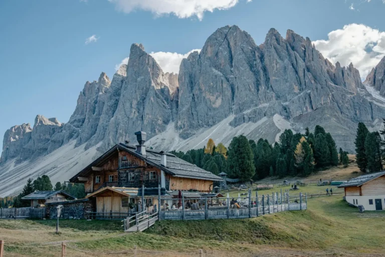 Odle Mountain Hut with Odle Group in the Background - Val di Funes.