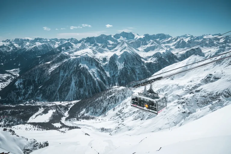 Pejo3000 100 person cable car with views of the Adamello-Presanella Group.