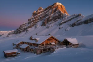 Rifugio Stoppani below Cima Grostè in Madonna di Campiglio.