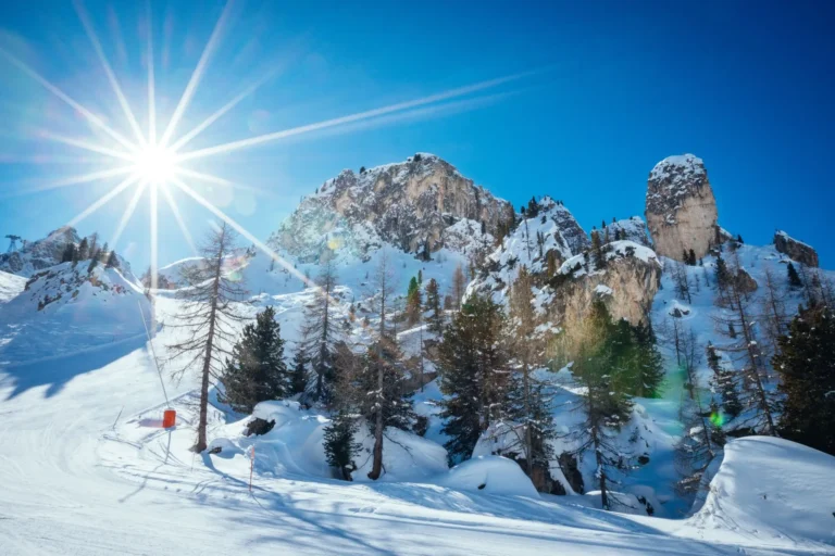 Ski run in Val Di Fassa resort.