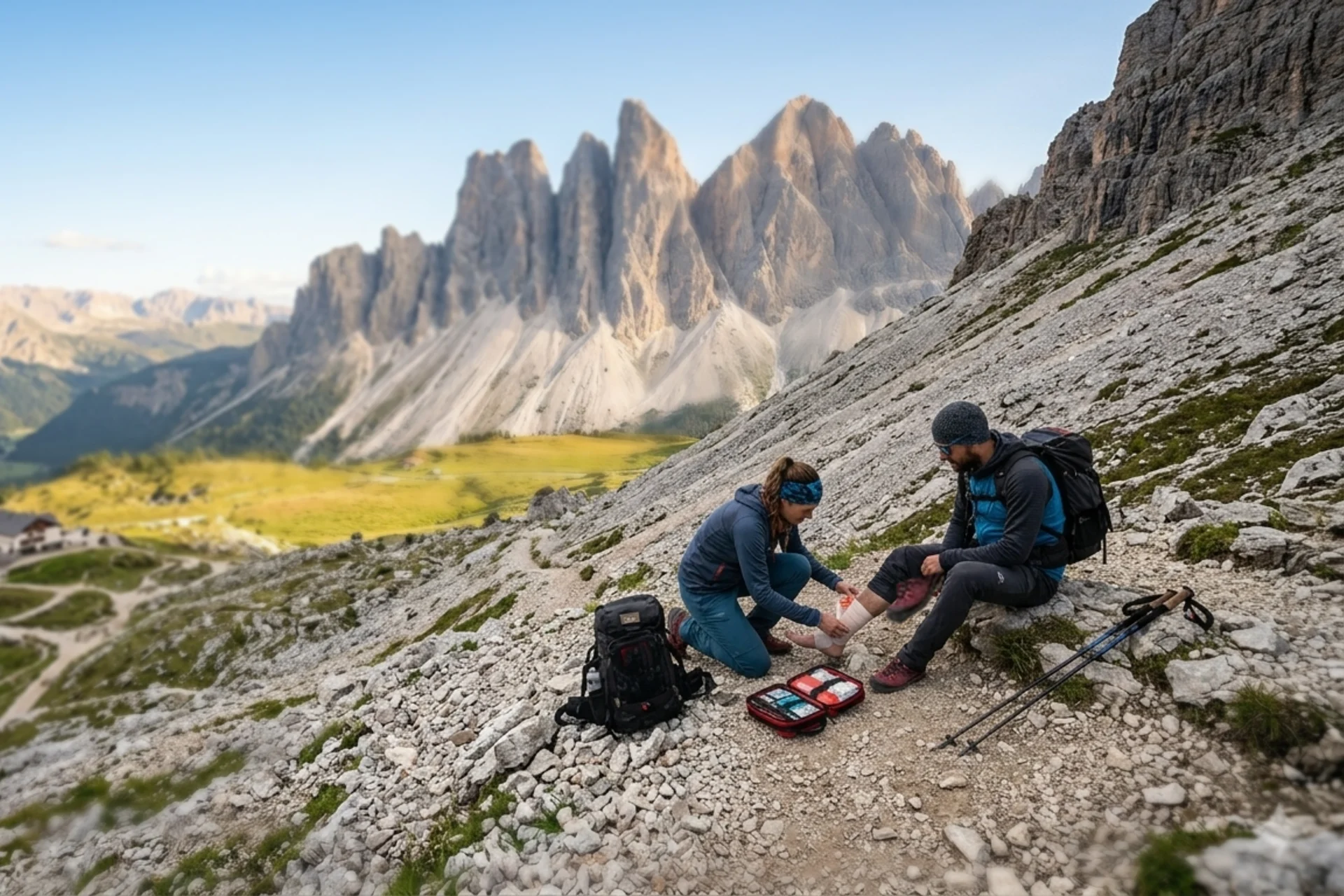 Hiker with an ankle injury.