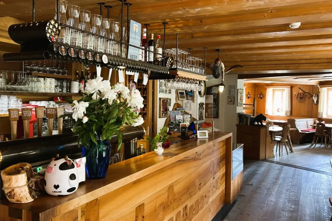 Bar at Lavarella - high alpine brewery.