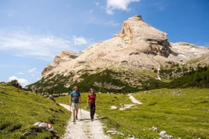 Piz Taibun mountain peak within the Fanes-Sennes-Braies Natural Park.