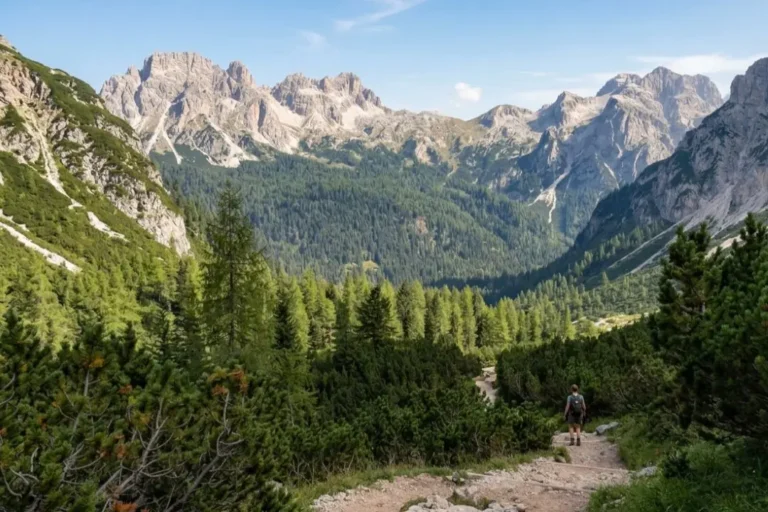 The trail between Rifugio Pramperet and Rifugio Pian de Fontana.