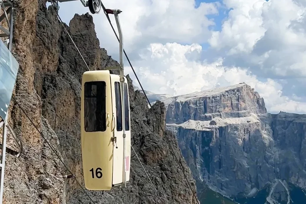 Coffin Cable Car at Passo Sella.