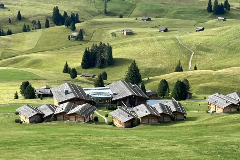 Huts on the Alpe di Siusi plateau.